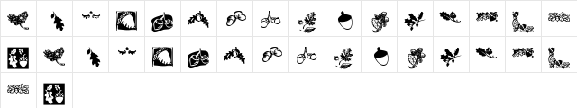 KR Oaken Regular  glyph index