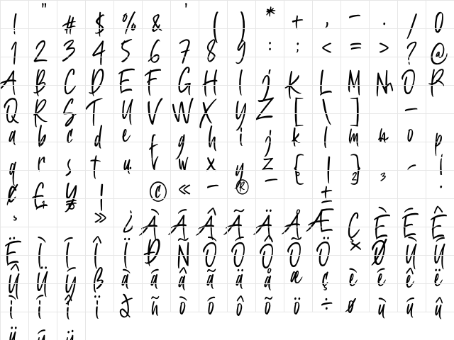 Julitta Regular  glyph index