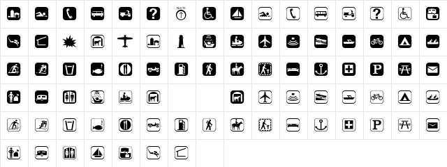 Parksymbol Regular  glyph index