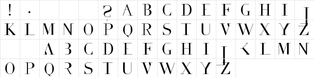 Vaganz Medium  glyph index