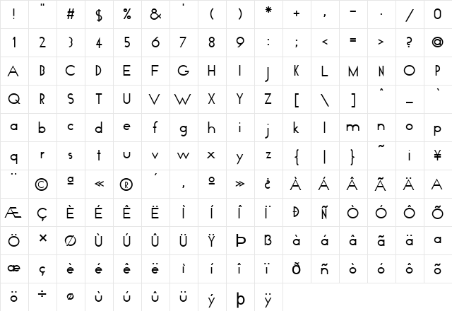 FZ BASIC 19 Normal  glyph index