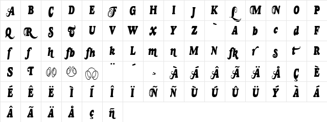 Goudy Two Shoes Alt Regular  glyph index