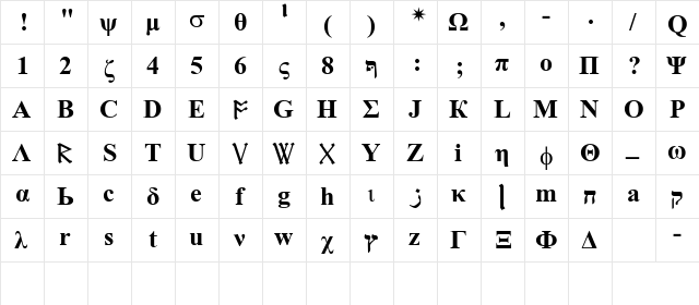 martian_bold bold  glyph index