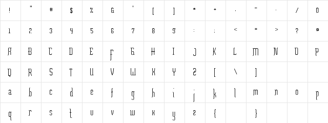 Misfortune Regular  glyph index