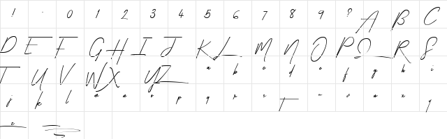 Taken by Vultures Demo Regular  glyph index