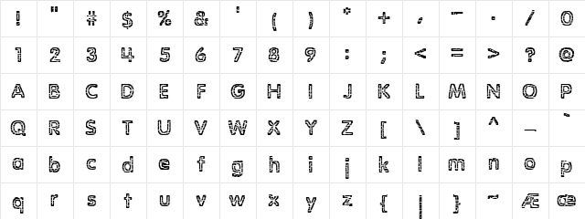 Stagnation (BRK) Regular  glyph index