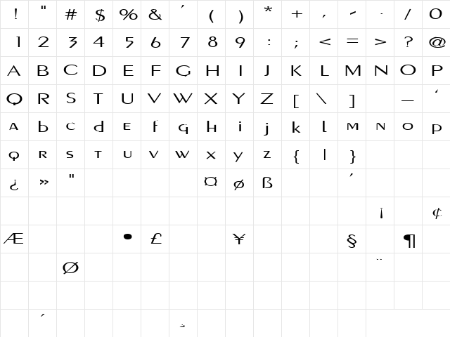 Custard Pie 6 Regular  glyph index