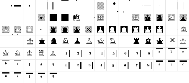 Chess Lucena Regular  glyph index