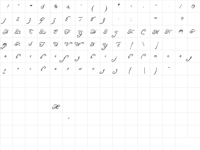 FreeScript DEMO Regular  glyph index
