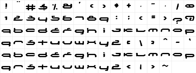 Shaolin Regular  glyph index