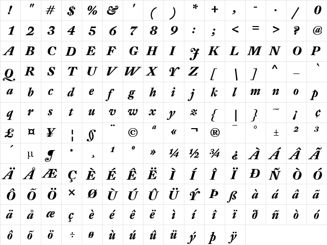 DTL Fleischmann Regular  glyph index