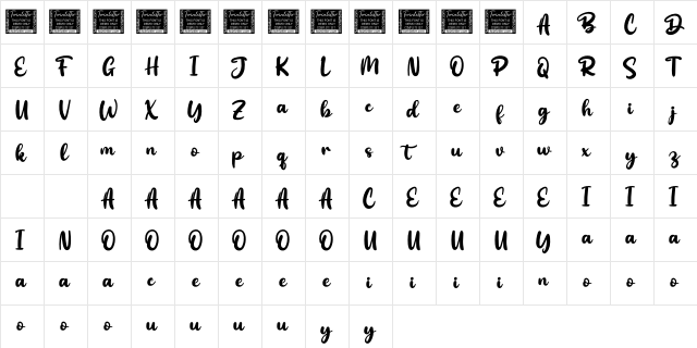 Bintank Personal Use  glyph index