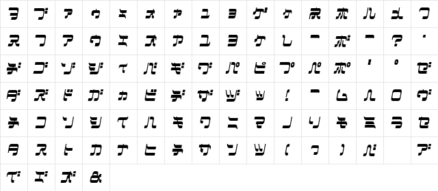 Maniac2KT Regular  glyph index