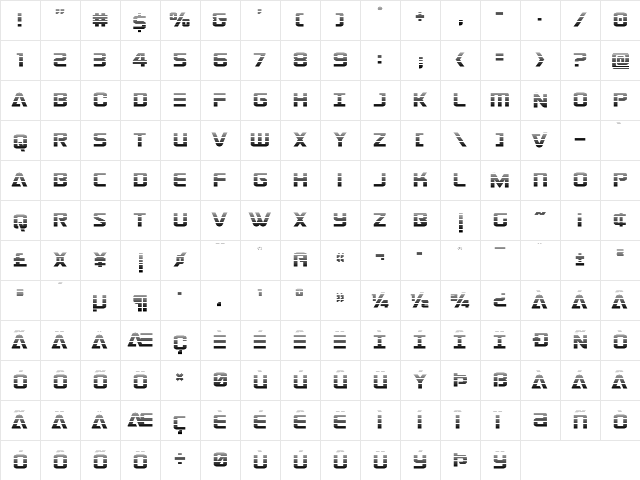 Astro Armada Gradient Regular  glyph index