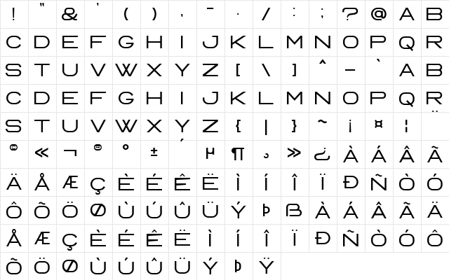 Manta Style Sans DEMO Regular  glyph index