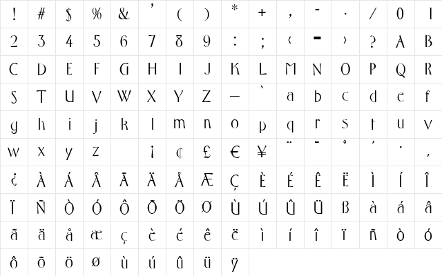 F761-Deco Regular  glyph index