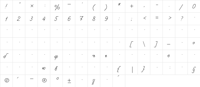 Propisi Regular  glyph index