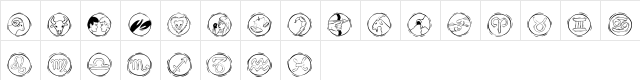 KR Astro 2 Regular  glyph index
