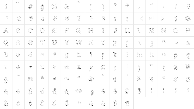Spunky Regular  glyph index