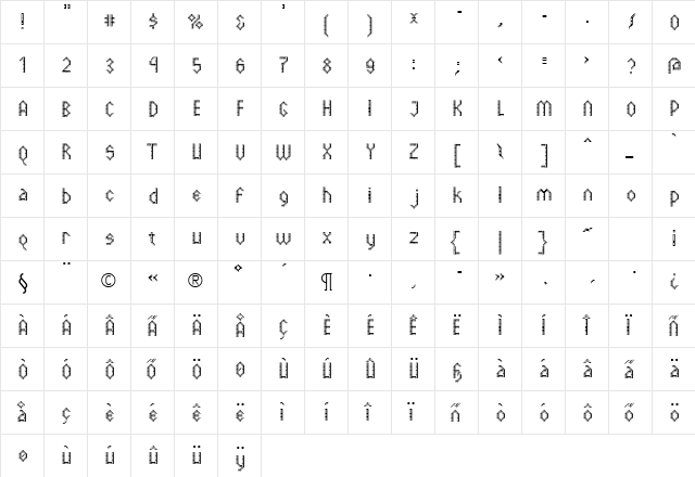 TwoTonedStoned Regular  glyph index