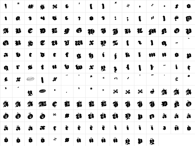 Lux Contra Tenebras Rotated Regular  glyph index