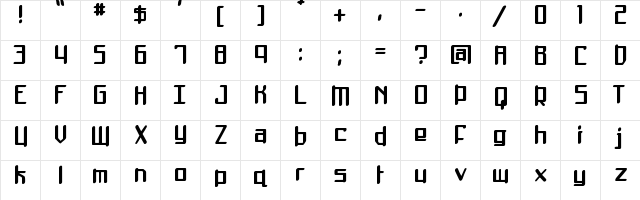 Mothership Regular  glyph index