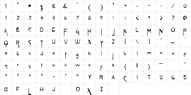 Vireo Regular  glyph index