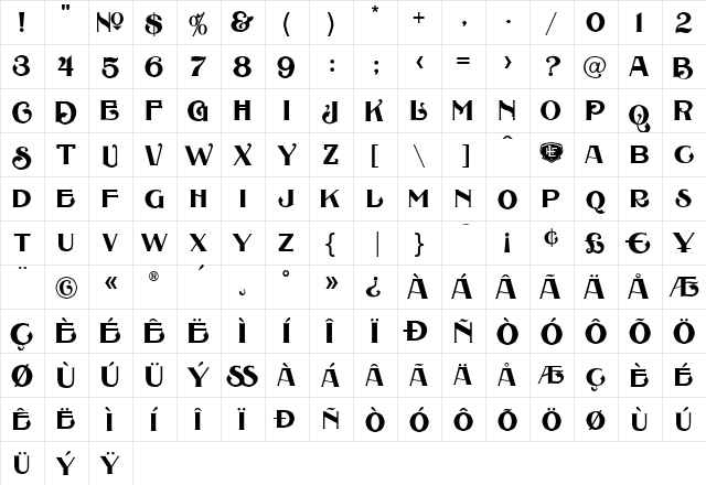 LHF Cigar Shop Corona Roman  glyph index