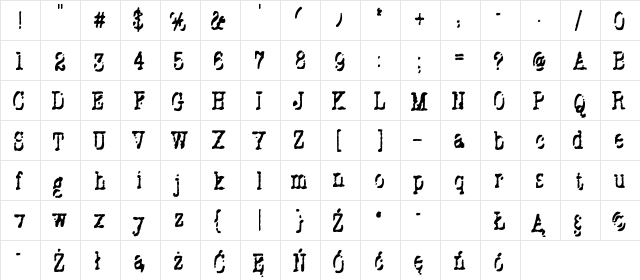 Stuk Puk Regular  glyph index