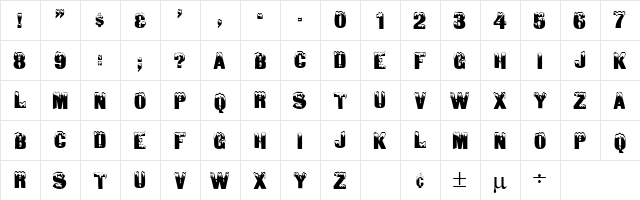 Tone Regular  glyph index