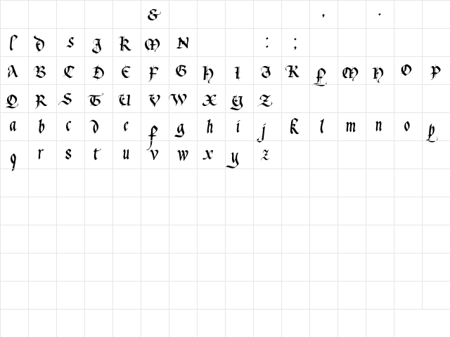 Waters Gothic Deux Regular  glyph index