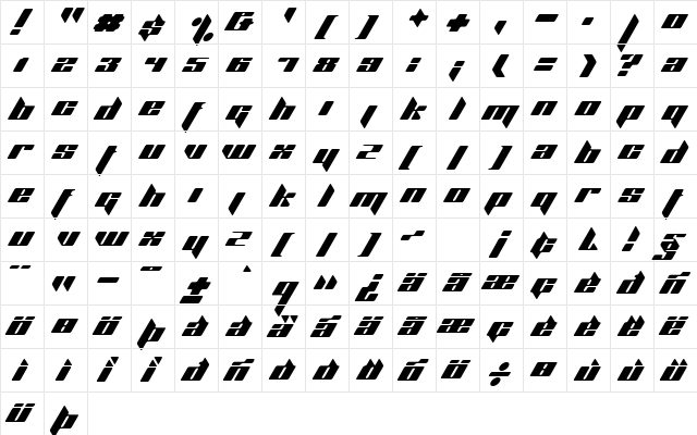 Pagal Font Regular  glyph index