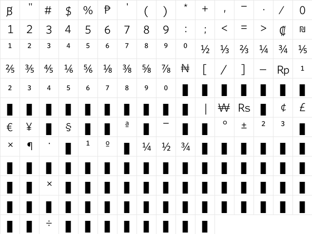 WhitneyNumeric Book  glyph index