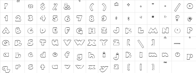 PC Chunky Regular  glyph index