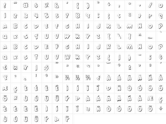 #44 Font Shadow Shadow  glyph index