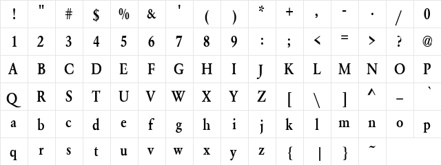 WhittiedMediumC Regular  glyph index