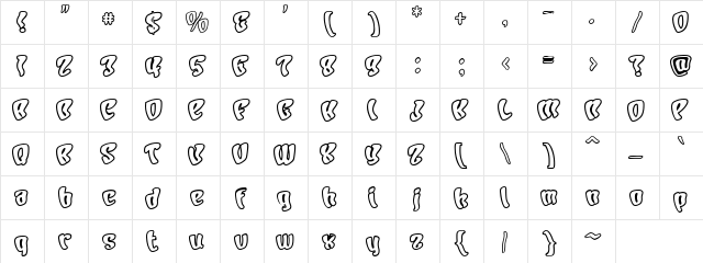 Ganity XF Regular  glyph index
