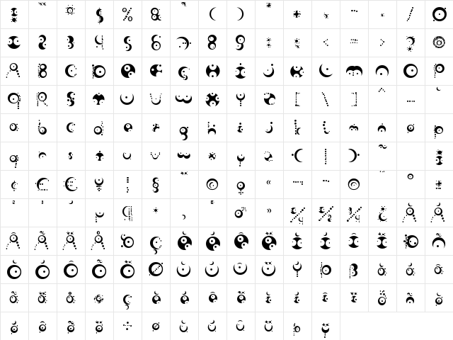 Fish in the bathroom Regular  glyph index