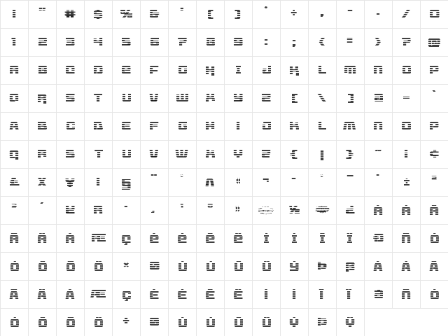 Livewired Gradient Regular  glyph index