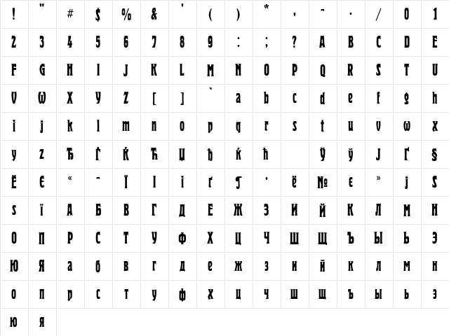 Herold Normal  glyph index