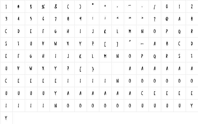 January Holiday Regular  glyph index