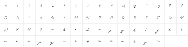 Kalko_script Regular  glyph index