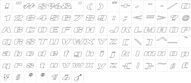 LightsOut HoLW iTLC Italic  glyph index