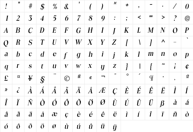 Itoledo Medium  glyph index