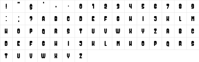 Dressed Book Regular  glyph index