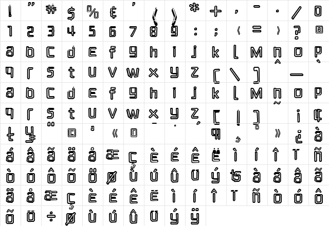 Sketcho Regular  glyph index