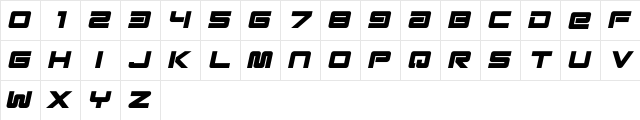 Esba - Italic Regular  glyph index
