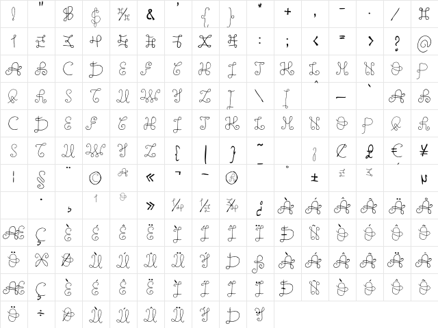 One Wild Line Regular  glyph index