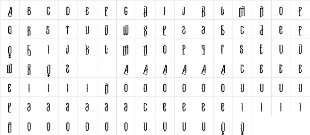 Throwing Axes Al Ar Regular  glyph index