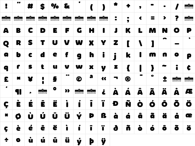 Kabrio Soft Heavy  glyph index